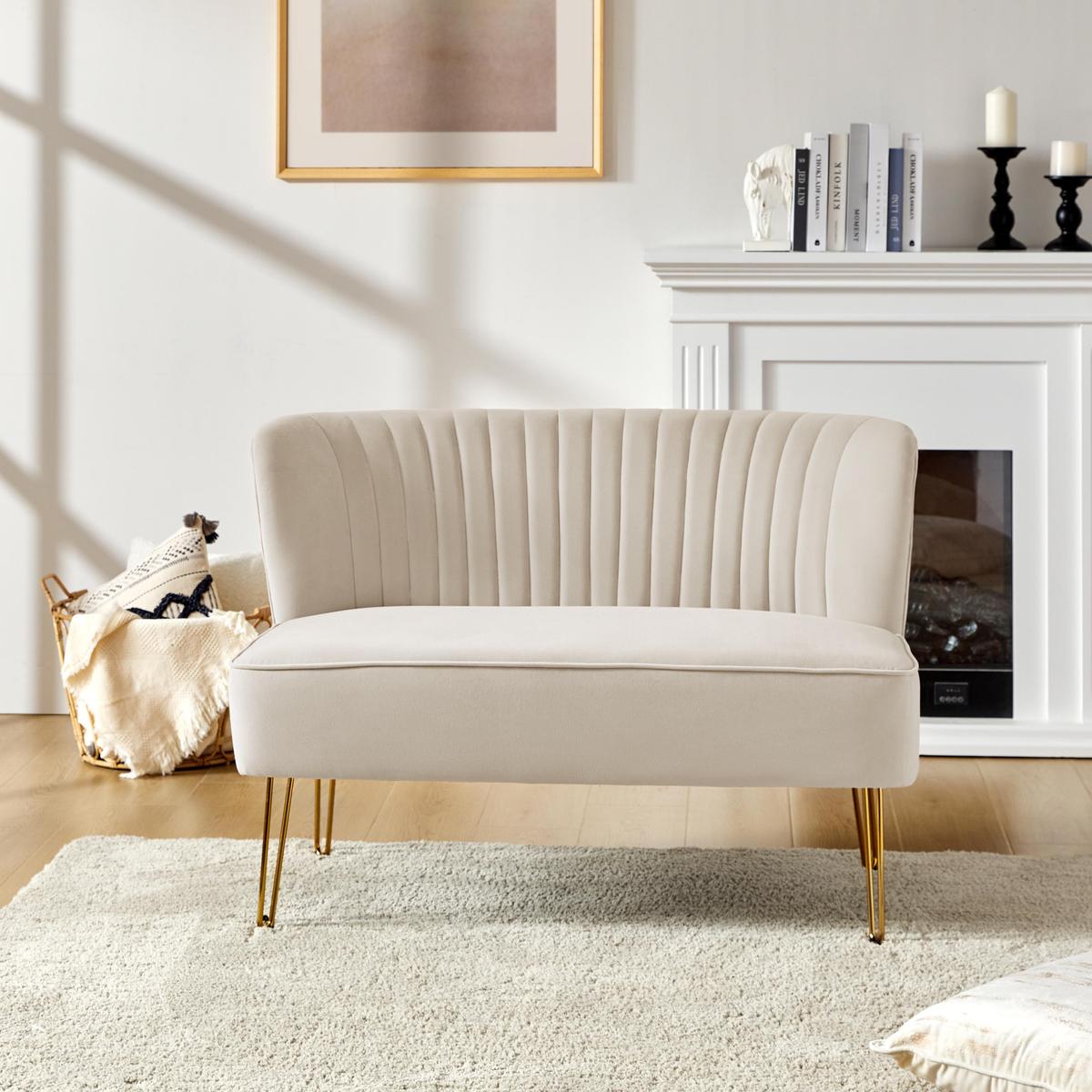 Ainhoa Velvet Mid-Century Modern Upholstered Loveseat with Hairpin Legs