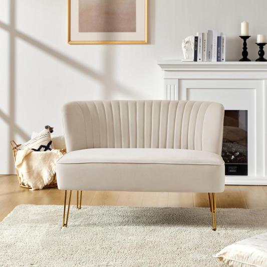 Ainhoa Velvet Mid-Century Modern Upholstered Loveseat with Hairpin Legs