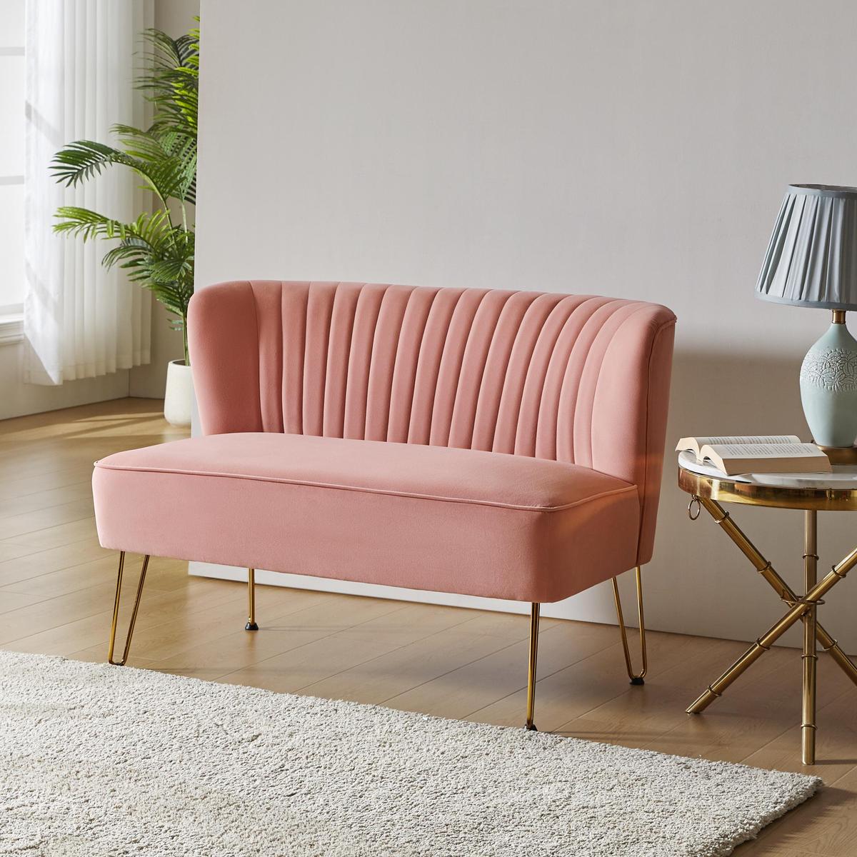 Ainhoa Velvet Mid-Century Modern Upholstered Loveseat with Hairpin Legs