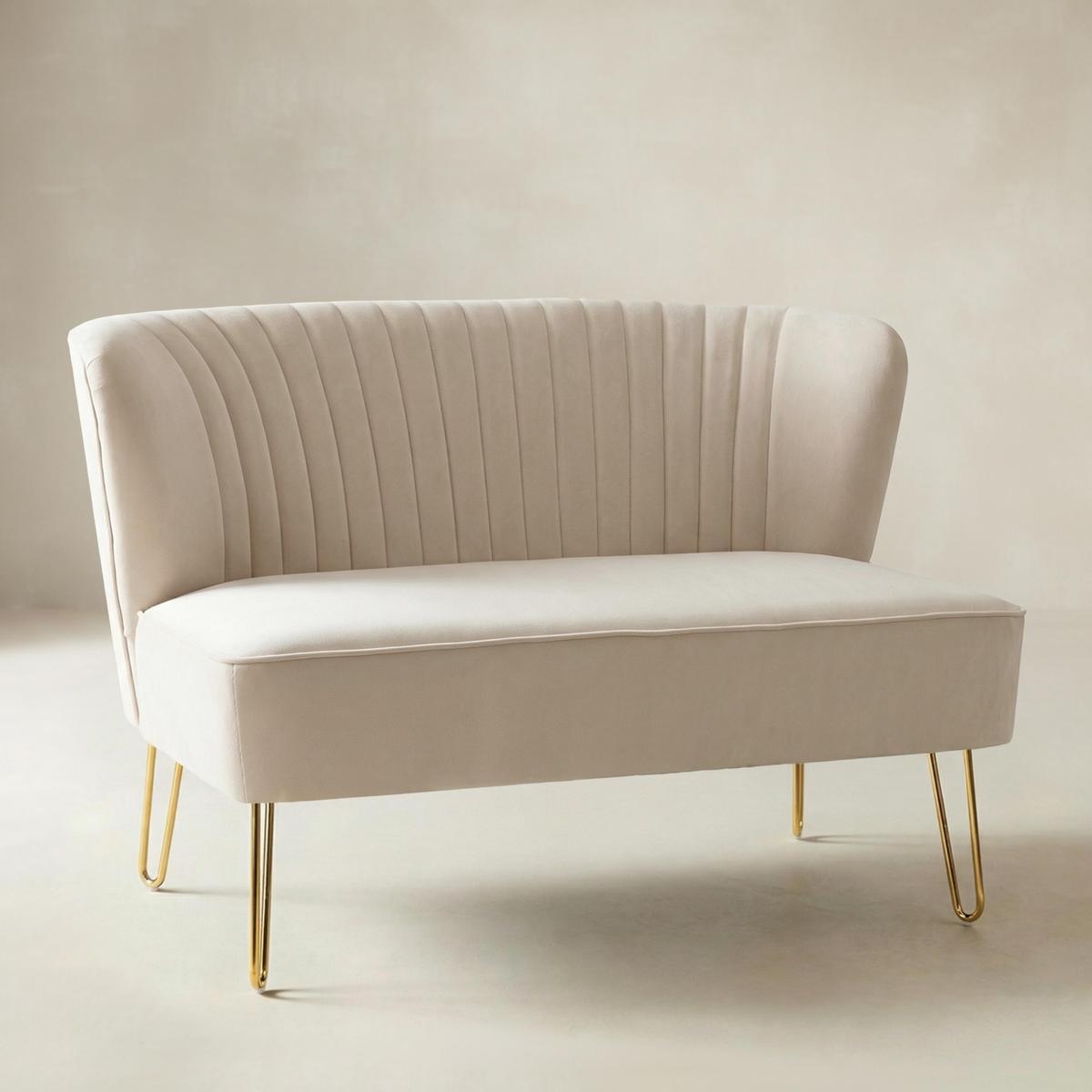 Ainhoa Velvet Mid-Century Modern Upholstered Loveseat with Hairpin Legs