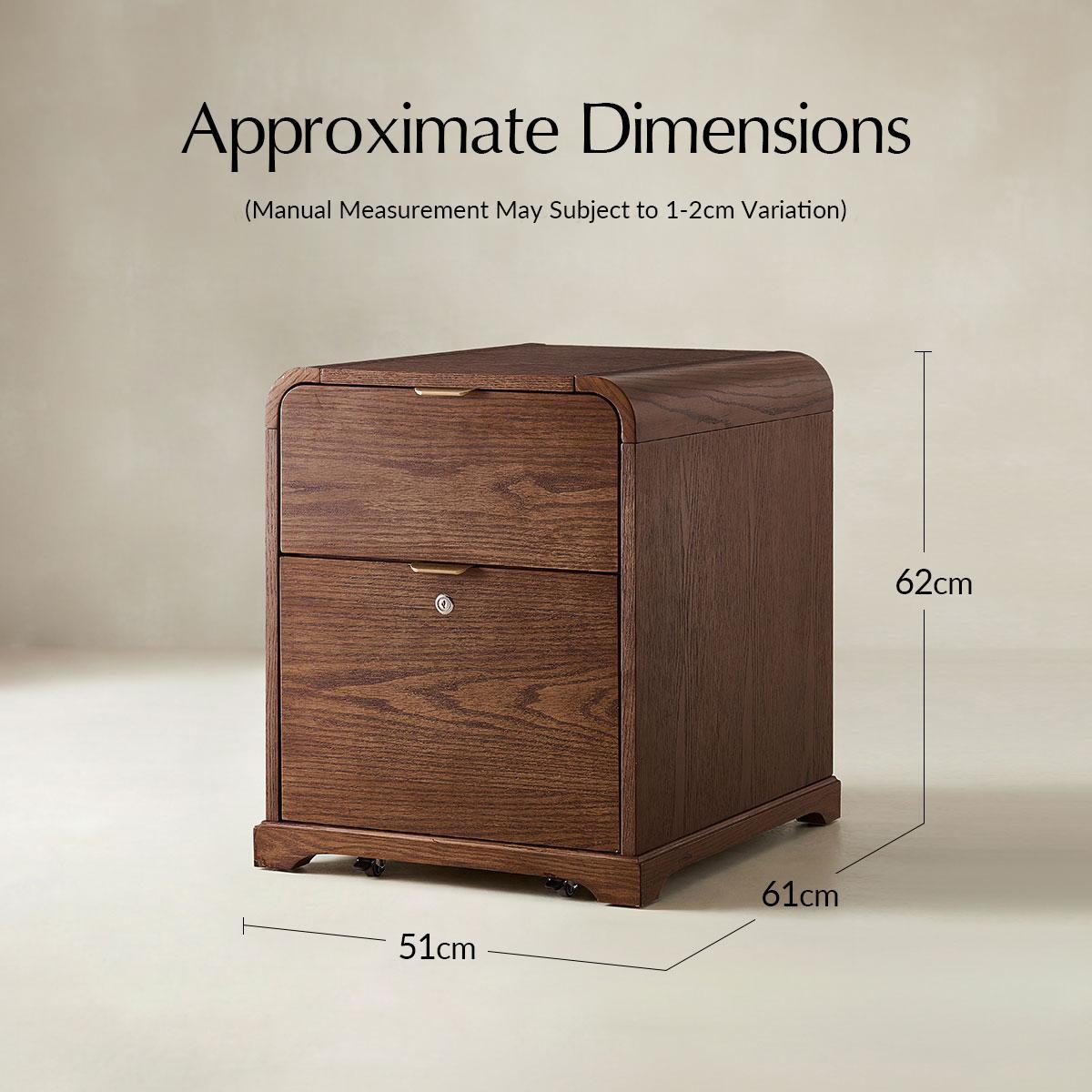 Baggio Modern 2-Drawer Filing Cabinet with Charging