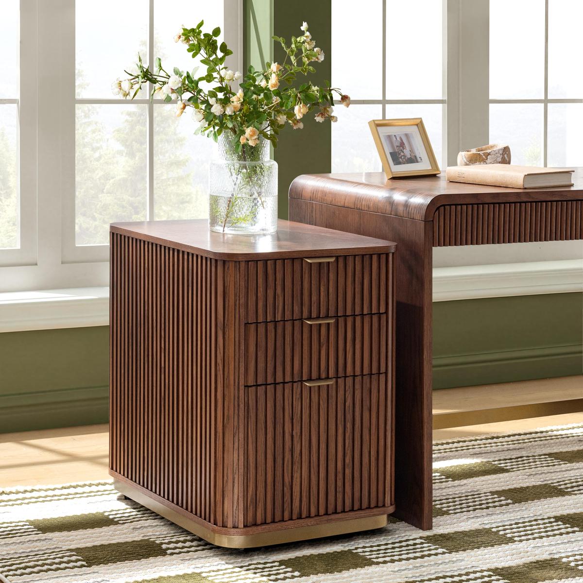 Mason Modern Fluted 3-Drawer Filing Cabinet