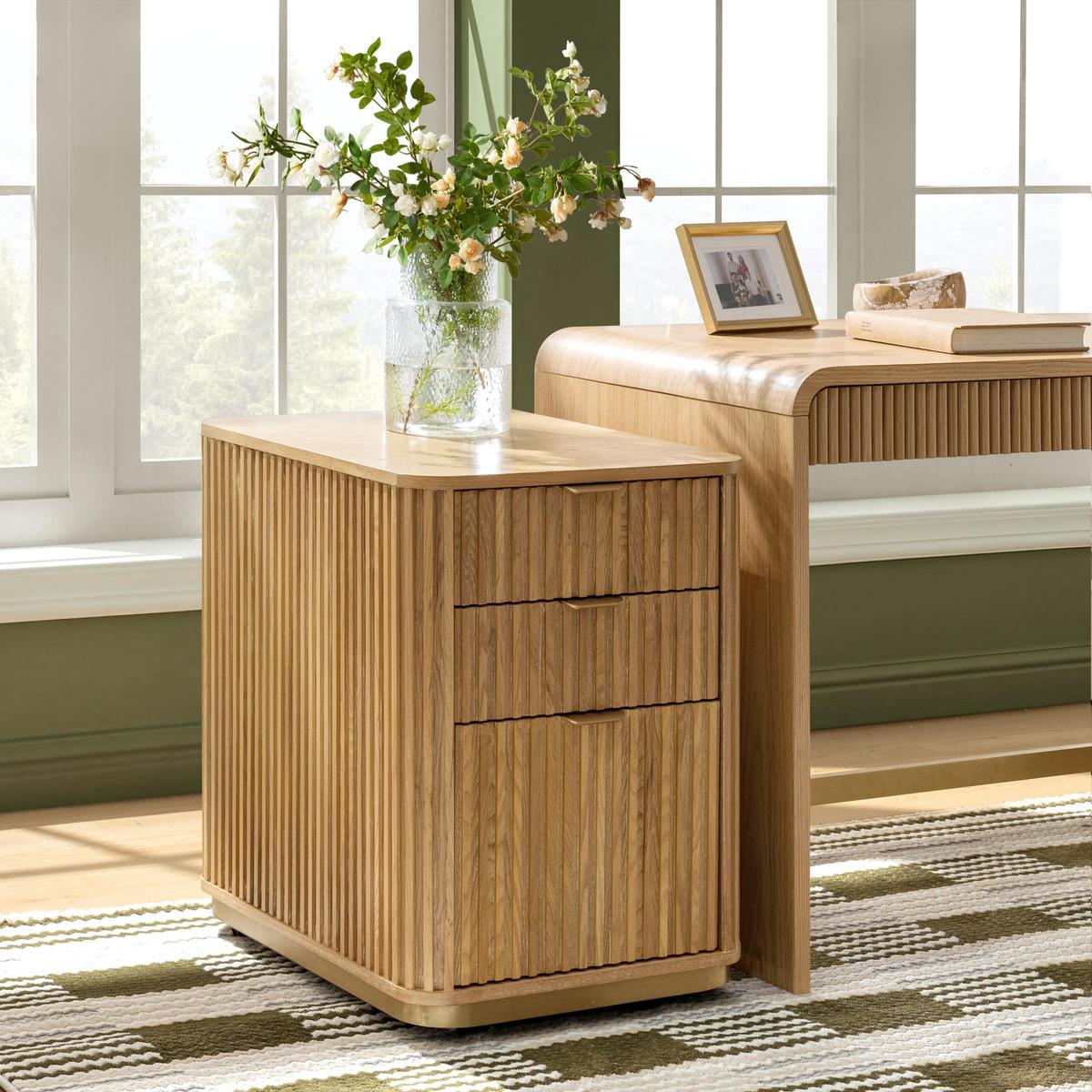 Mason Modern Fluted 3-Drawer Filing Cabinet