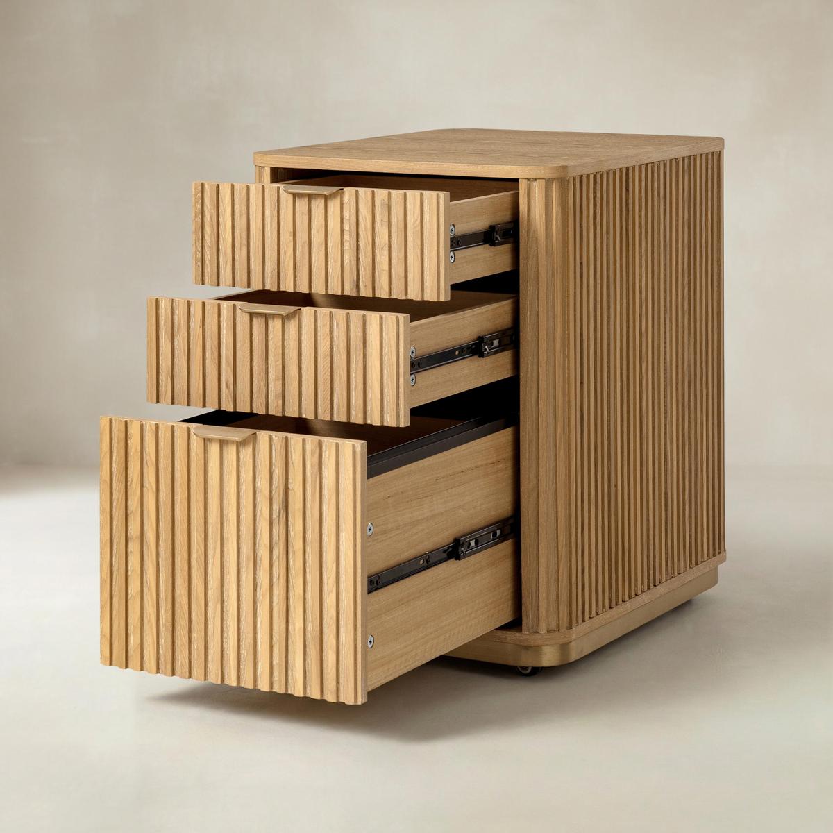 Mason Modern Fluted 3-Drawer Filing Cabinet