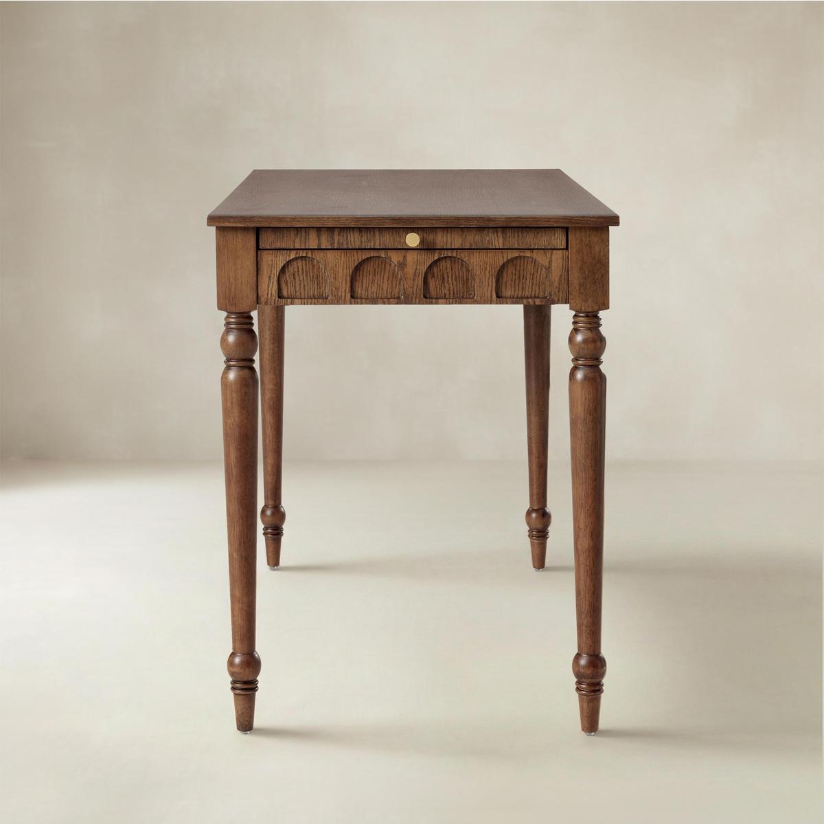 Theo Farmhouse 2-Drawer Office Desk with Charging & Tray