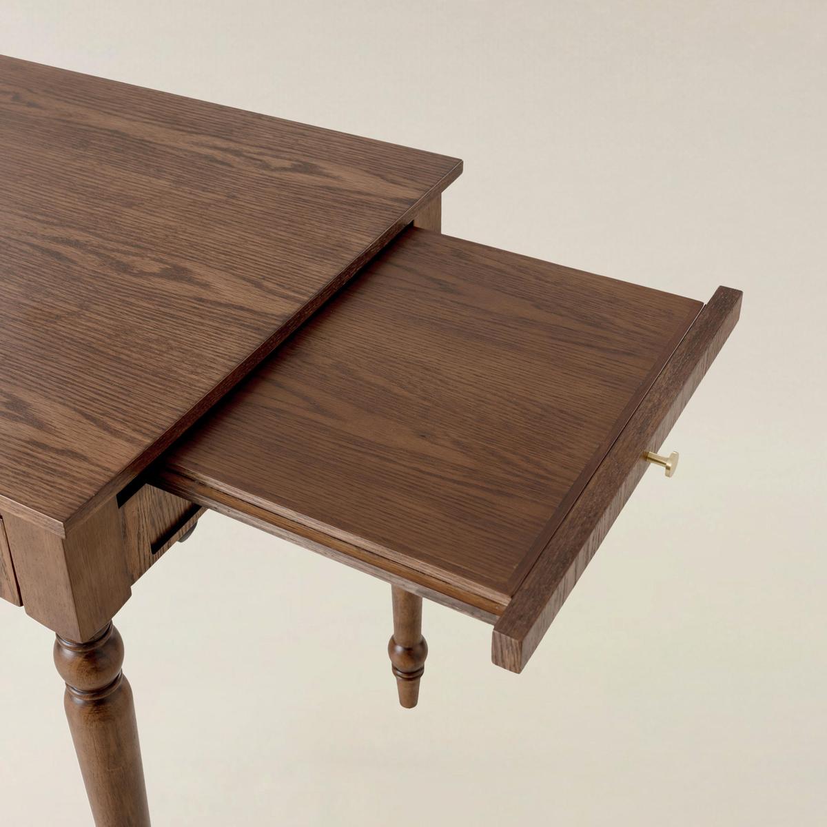 Theo Farmhouse 2-Drawer Office Desk with Charging & Tray