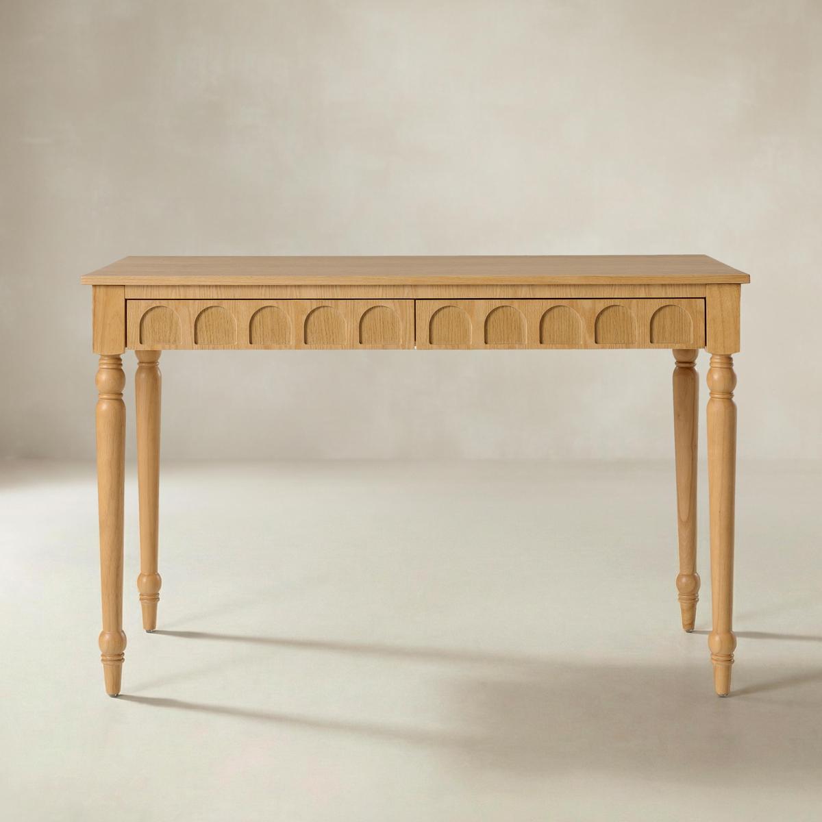 Theo Farmhouse 2-Drawer Office Desk with Charging & Tray