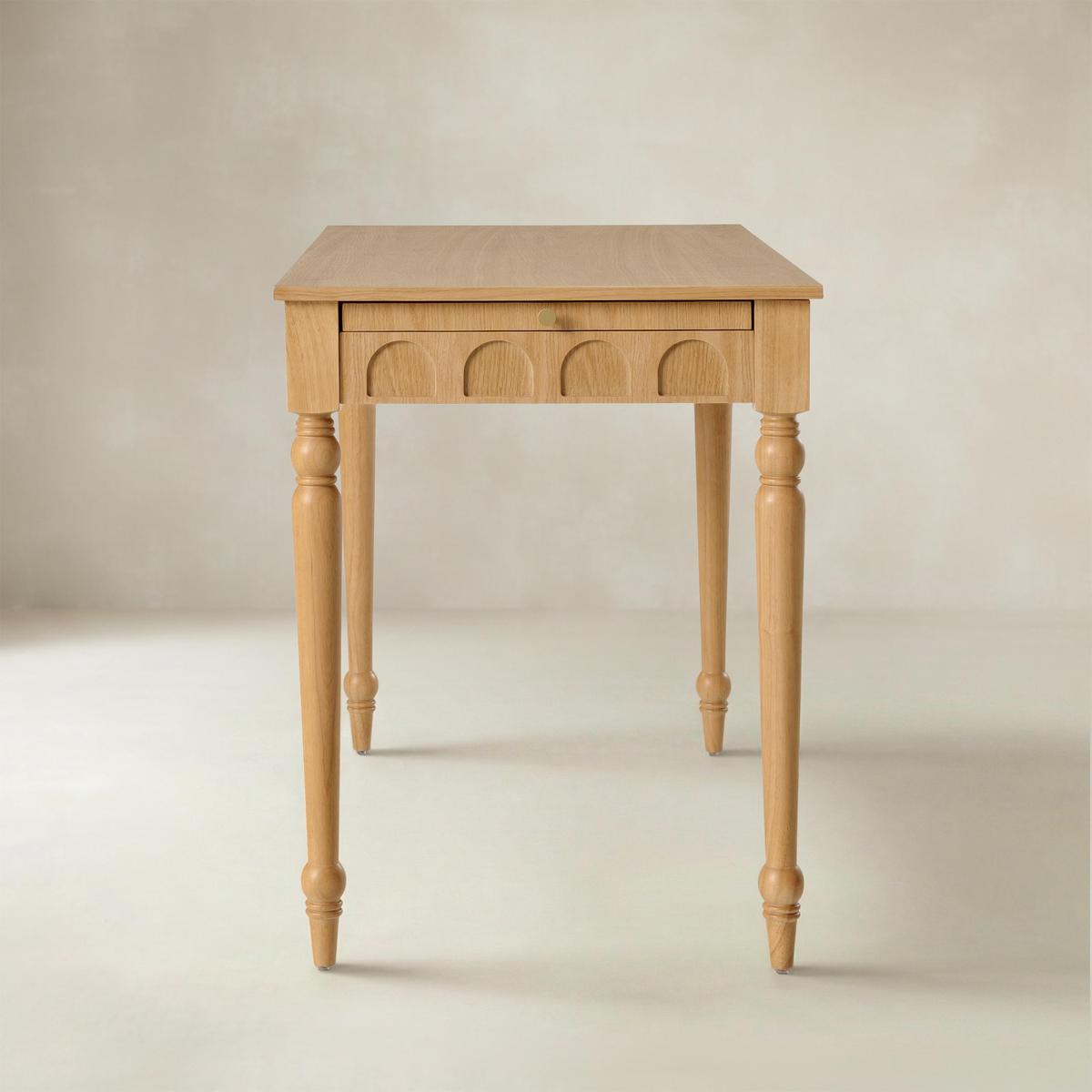 Theo Farmhouse 2-Drawer Office Desk with Charging & Tray