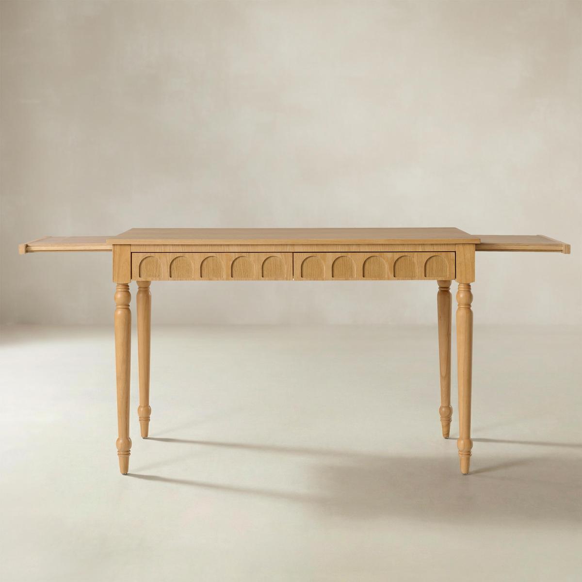 Theo Farmhouse 2-Drawer Office Desk with Charging & Tray