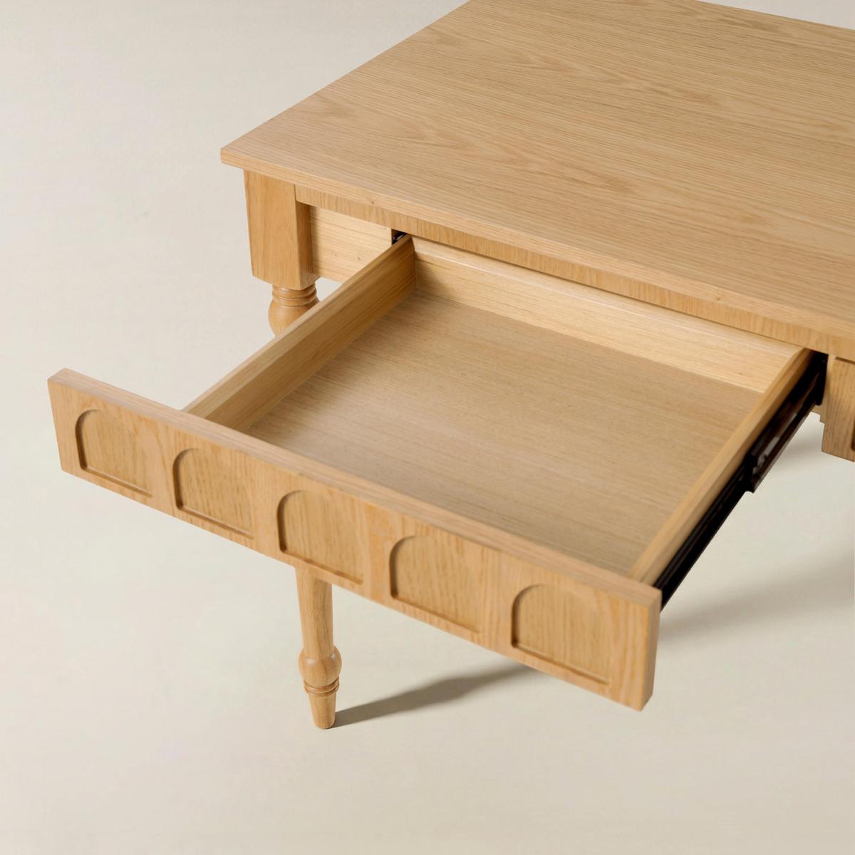 Theo Farmhouse 2-Drawer Office Desk with Charging & Tray