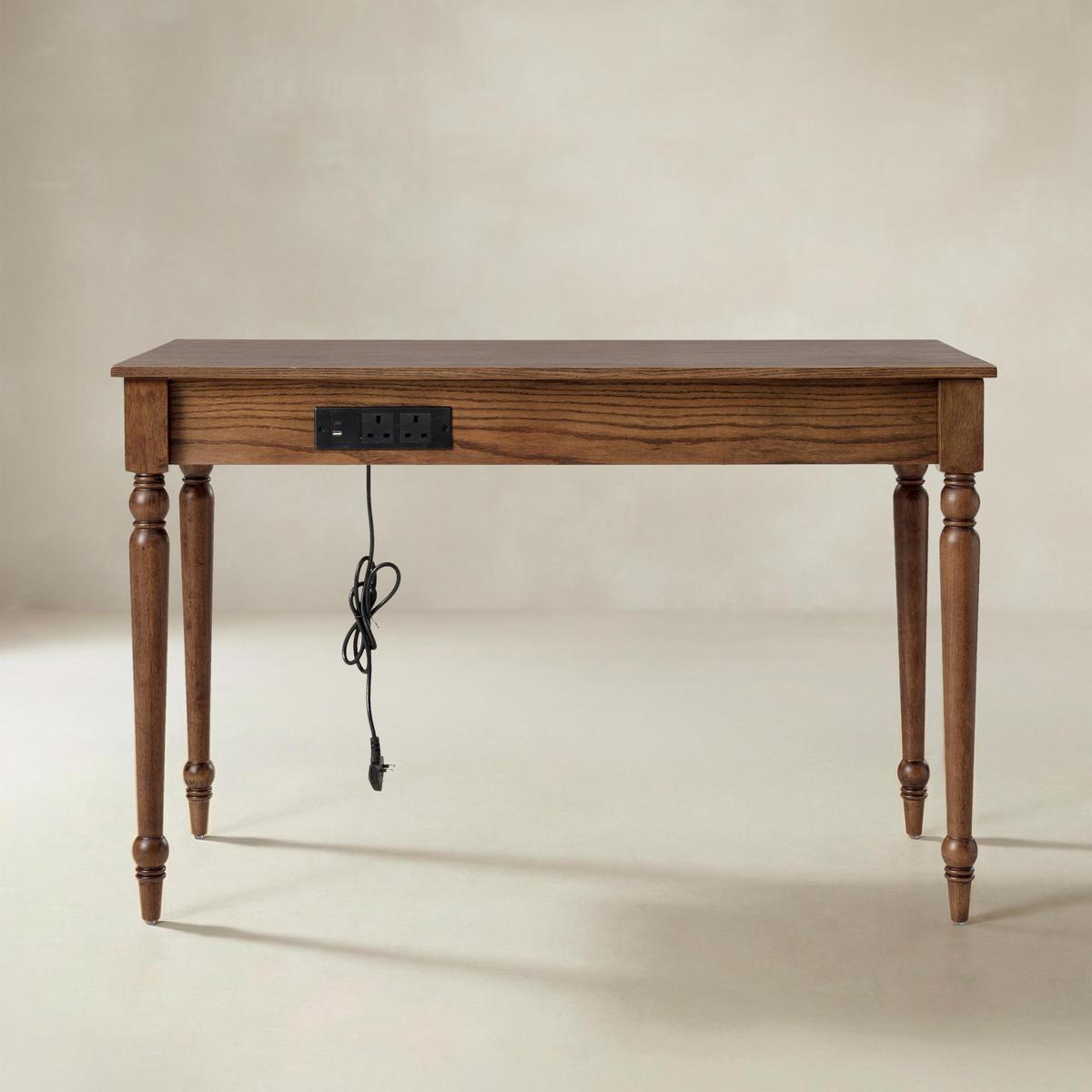 Theo Farmhouse 2-Drawer Office Desk with Charging & Tray