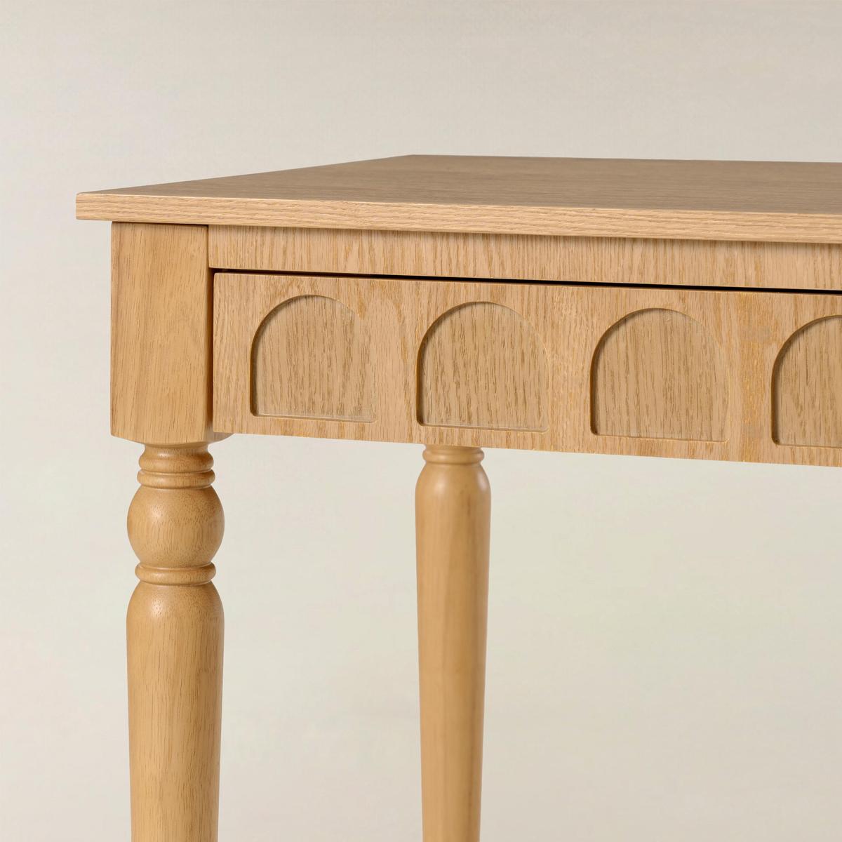 Theo Farmhouse 2-Drawer Office Desk with Charging & Tray