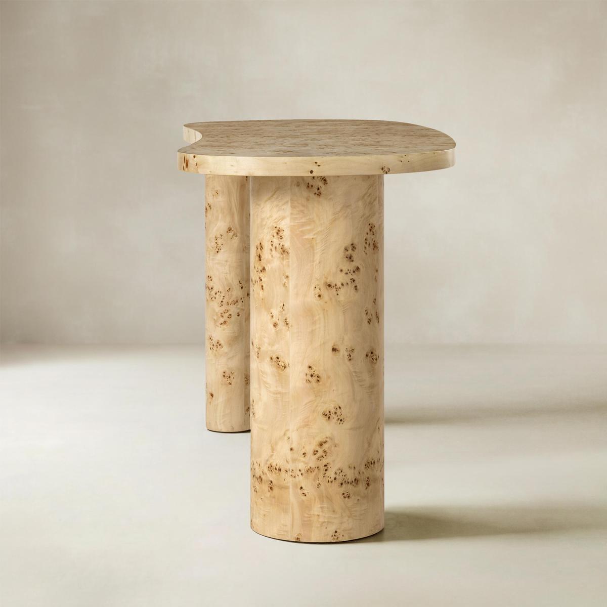 Isaac Modern Burl Wood Desk with Sculptural Curves