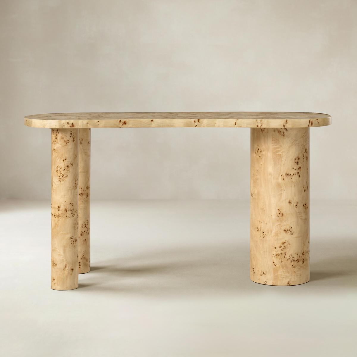 Isaac Modern Burl Wood Desk with Sculptural Curves