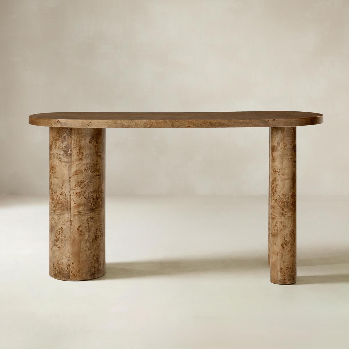 Isaac Modern Burl Wood Desk with Sculptural Curves