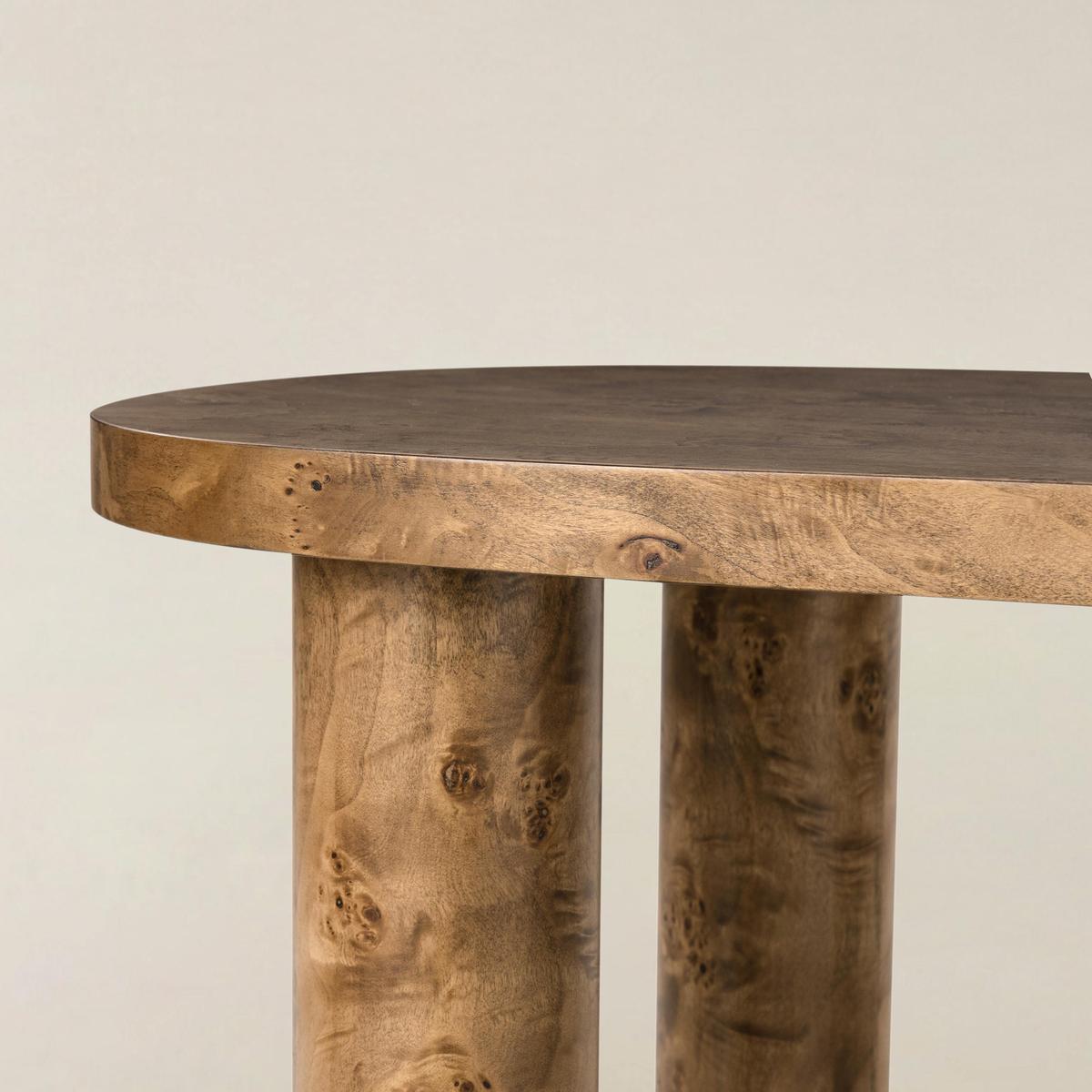 Isaac Modern Burl Wood Desk with Sculptural Curves