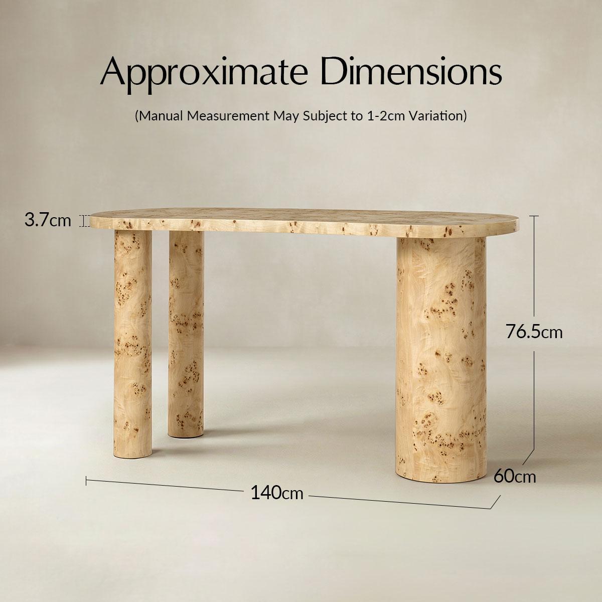 Isaac Modern Burl Wood Desk with Sculptural Curves