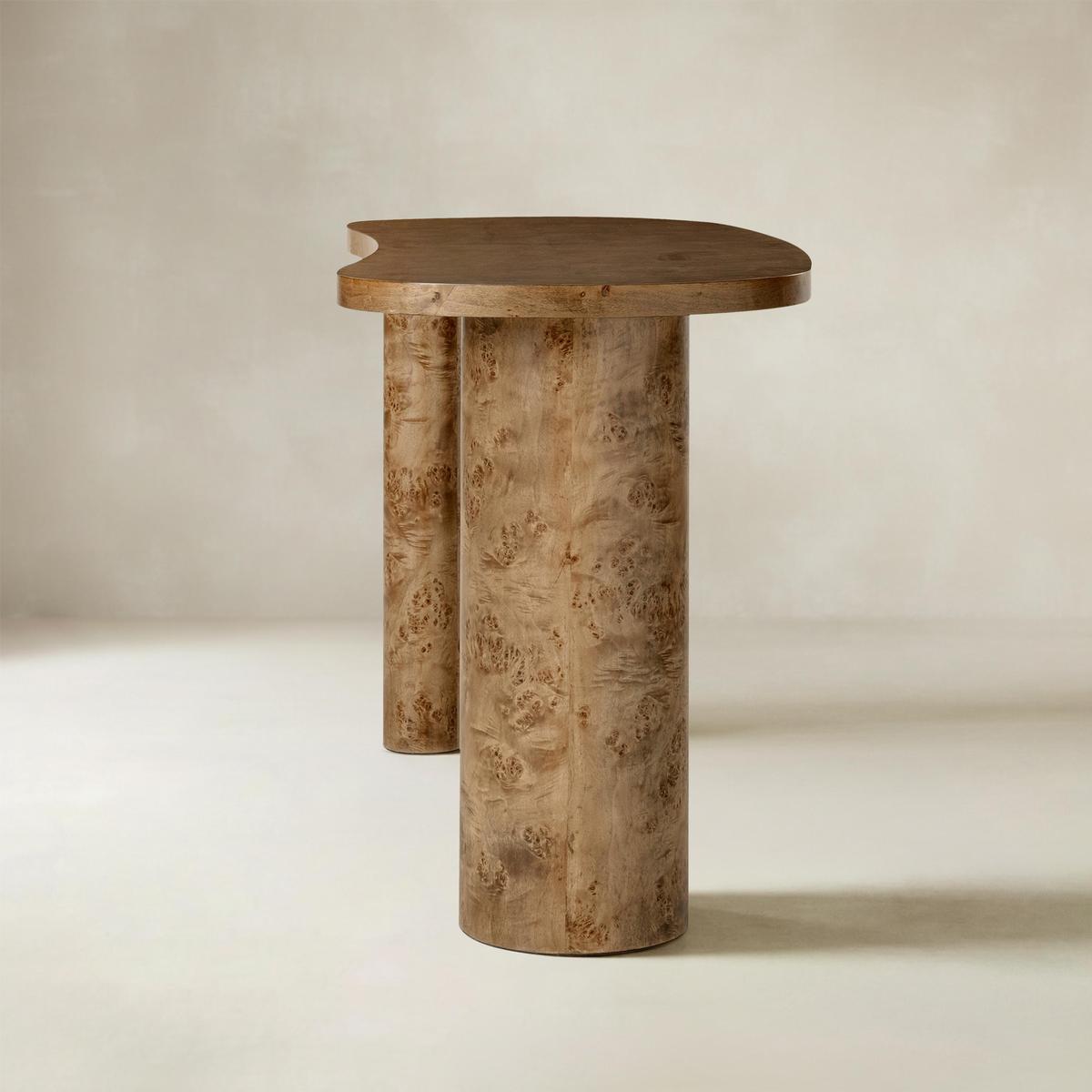 Isaac Modern Burl Wood Desk with Sculptural Curves