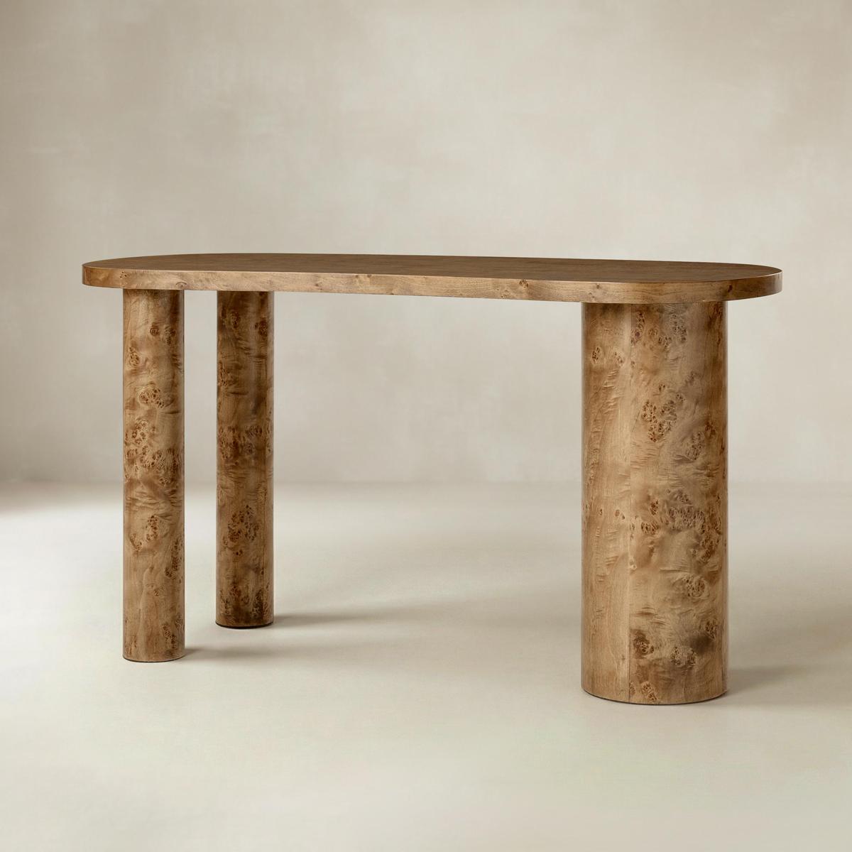 Isaac Modern Burl Wood Desk with Sculptural Curves