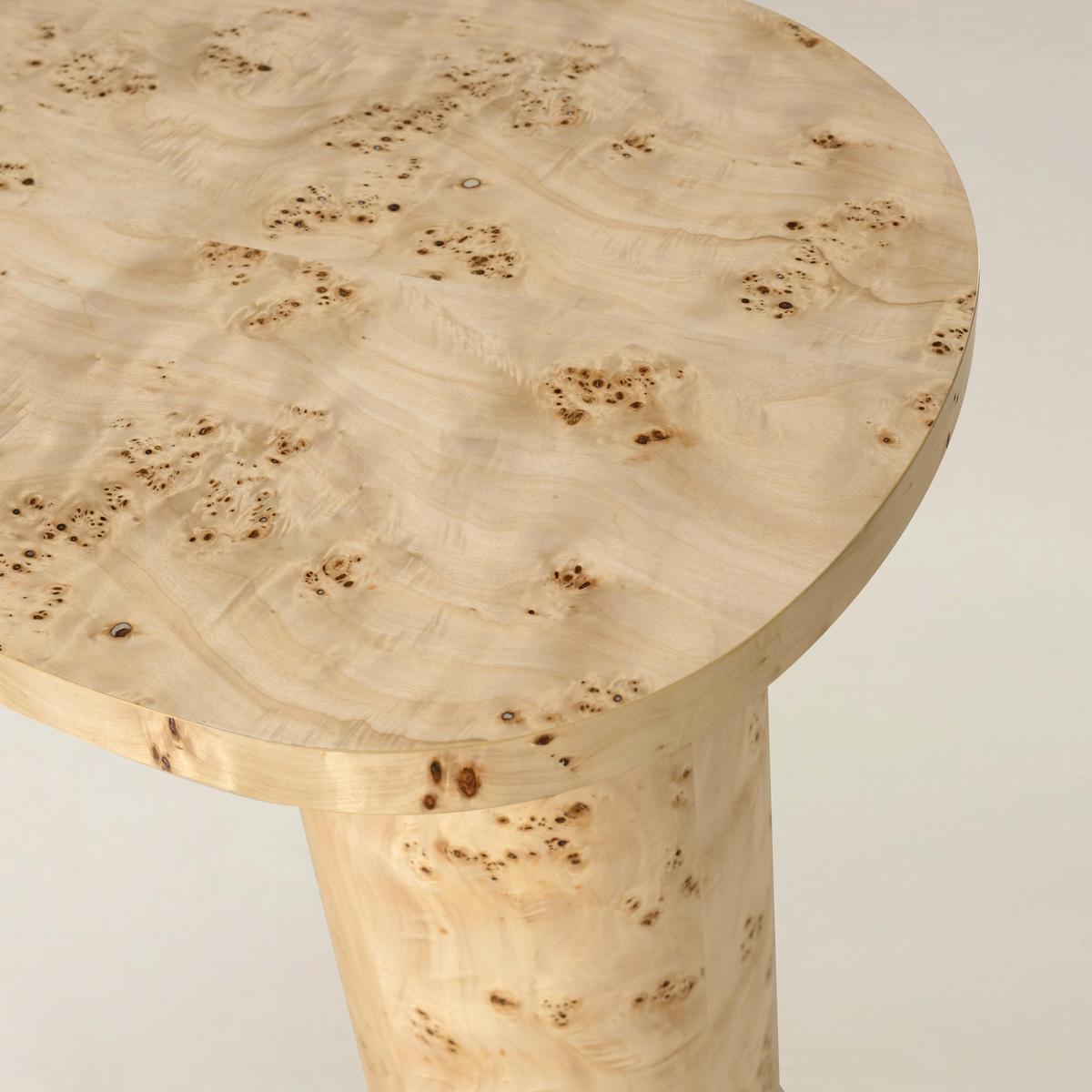 Isaac Modern Burl Wood Desk with Sculptural Curves