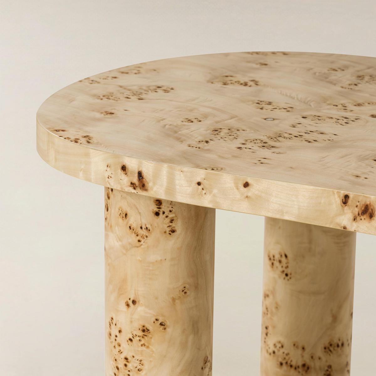 Isaac Modern Burl Wood Desk with Sculptural Curves