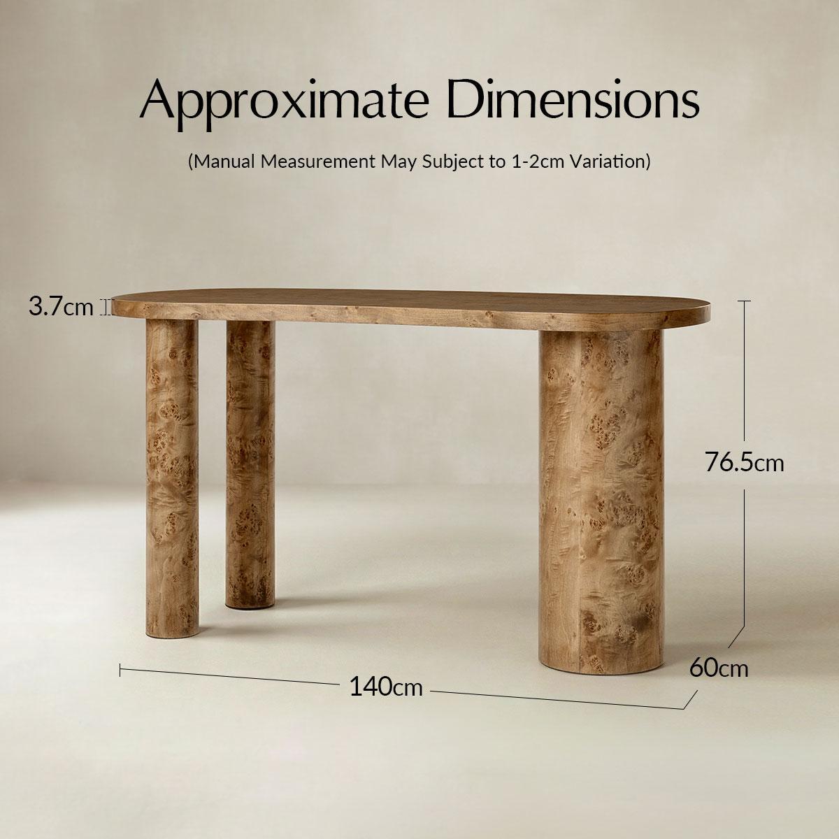 Isaac Modern Burl Wood Desk with Sculptural Curves