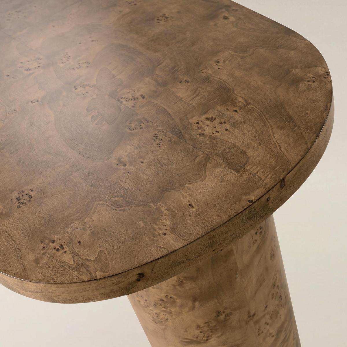 Isaac Modern Burl Wood Desk with Sculptural Curves
