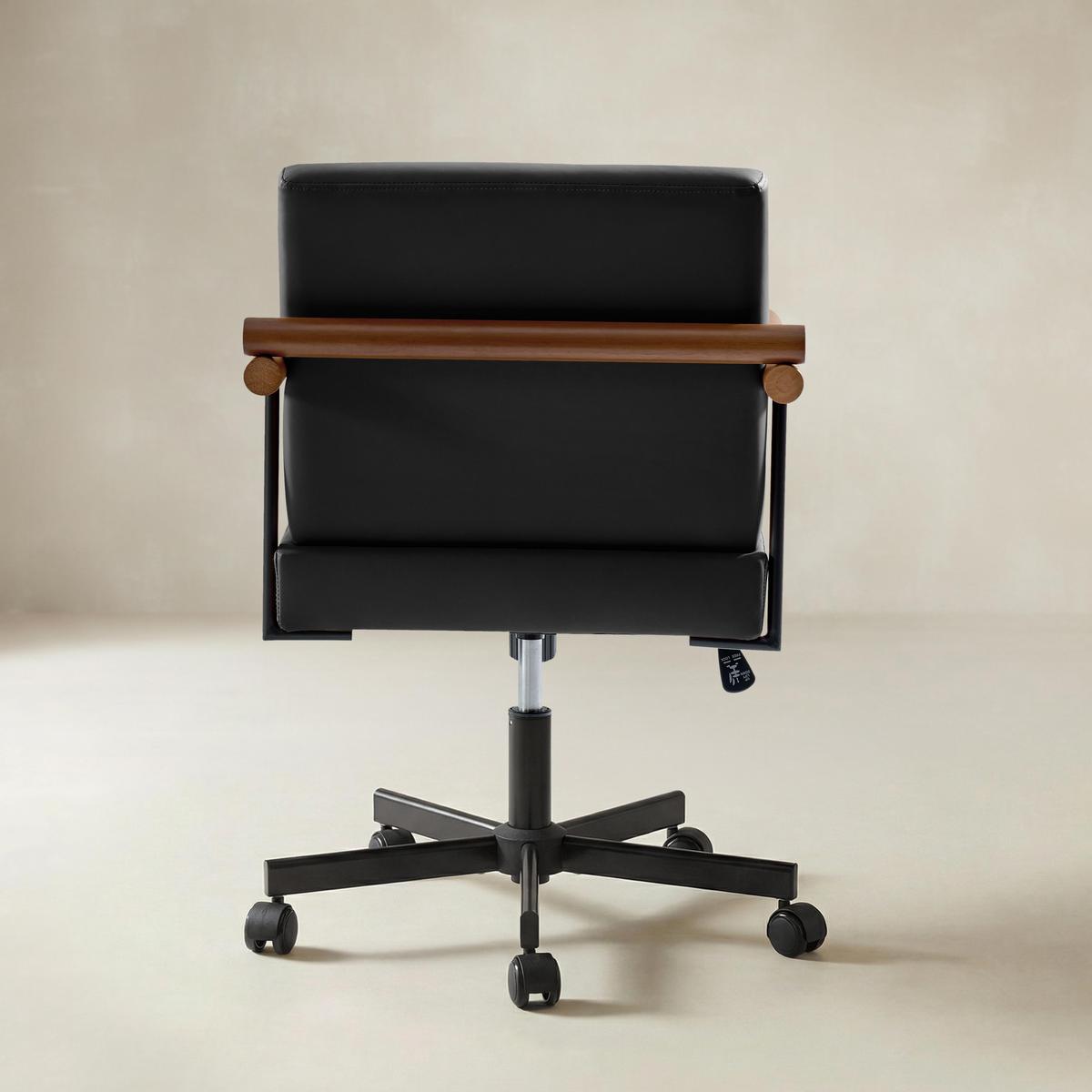 Aurora Scandi Style Swivel Office Chair with Solid Wood Armrests