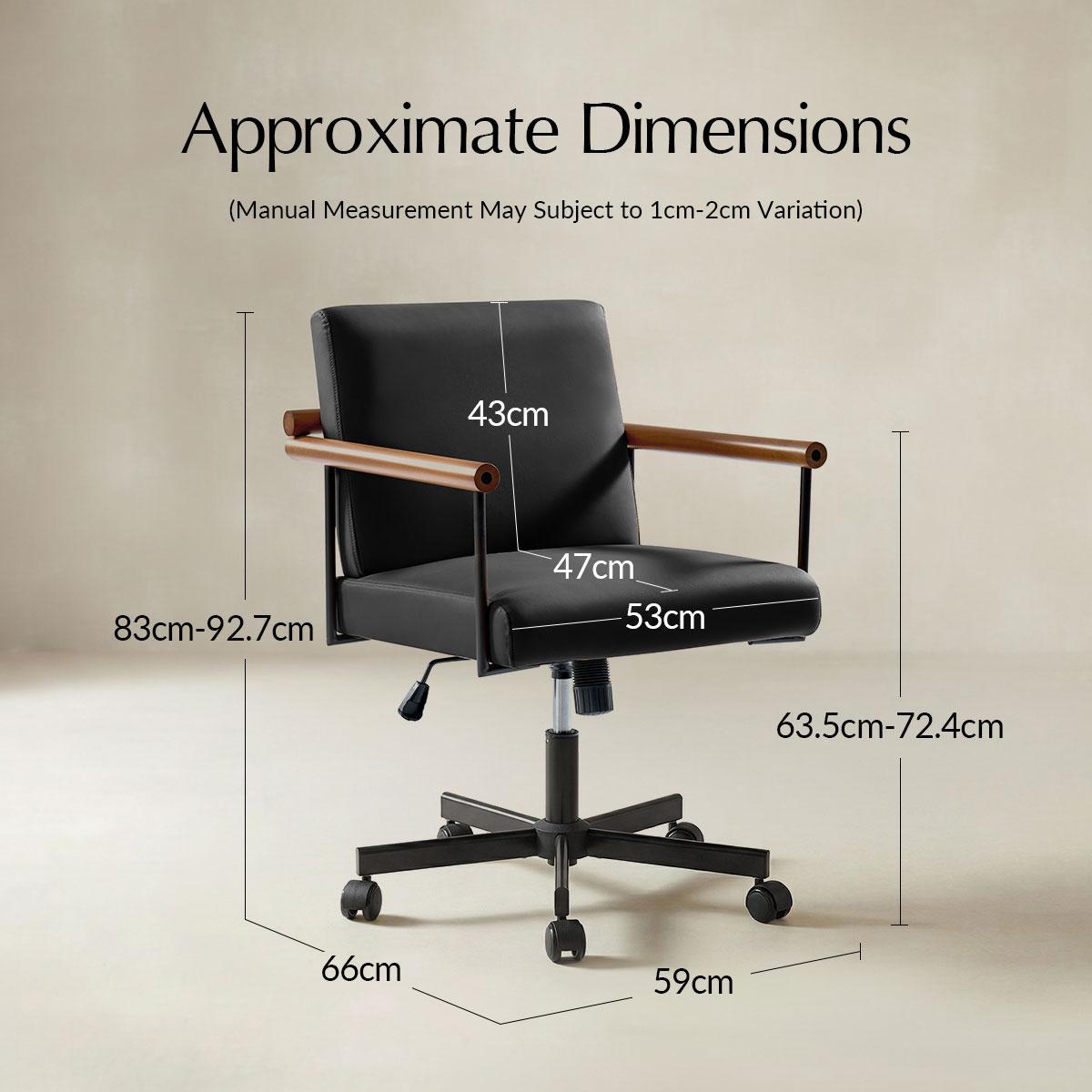 Aurora Scandi Style Swivel Office Chair with Solid Wood Armrests