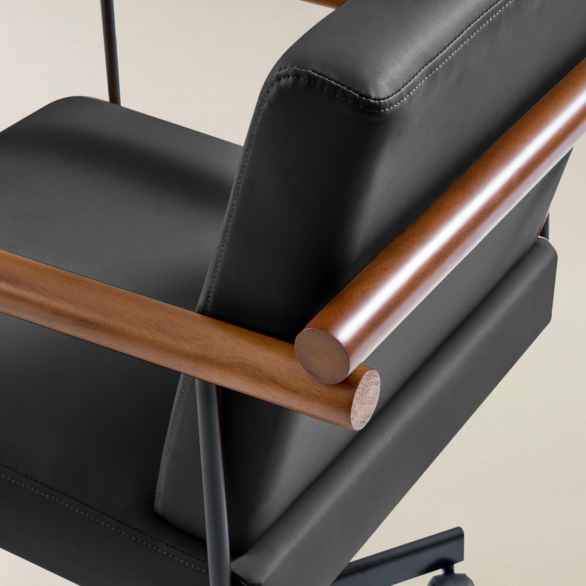 Aurora Scandi Style Swivel Office Chair with Solid Wood Armrests