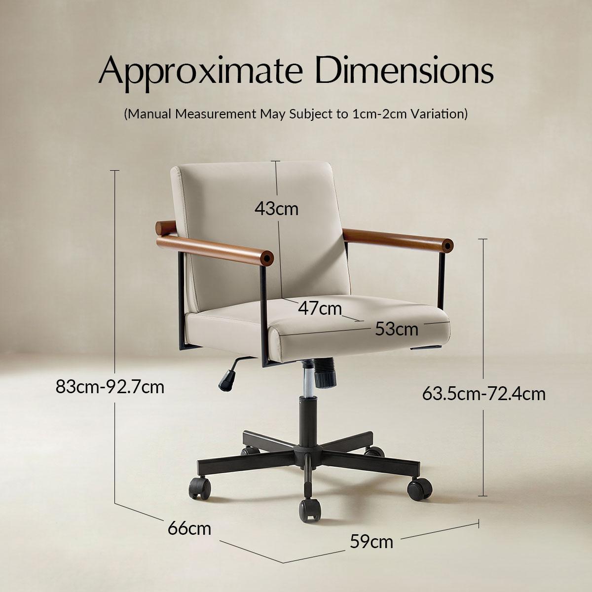 Aurora Scandi Style Swivel Office Chair with Solid Wood Armrests