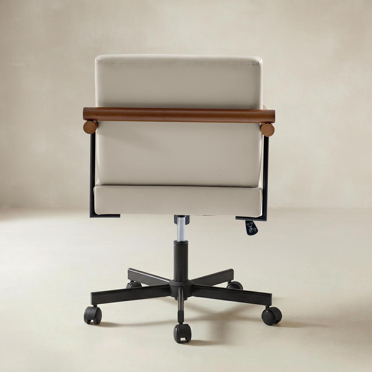 Aurora Scandi Style Swivel Office Chair with Solid Wood Armrests