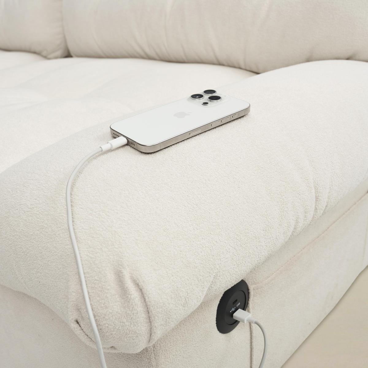 Hilario Loveseat with USB-C Ports Tufted Design