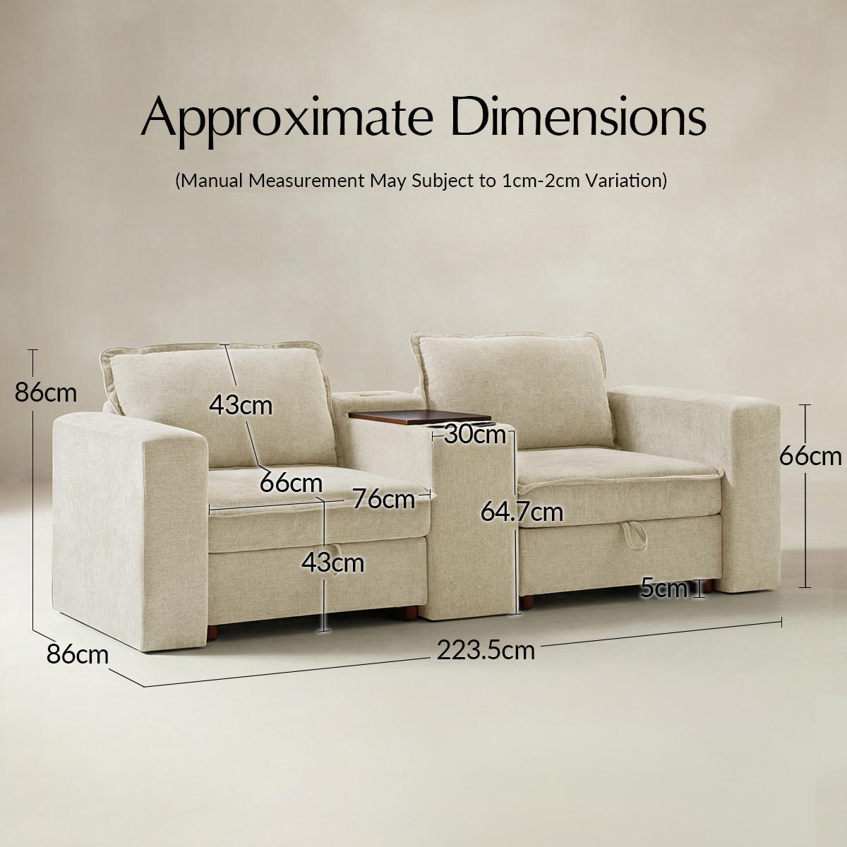 Miriam Sectional Sofa with Storage, Tabletop, Cup Holders & USB Ports