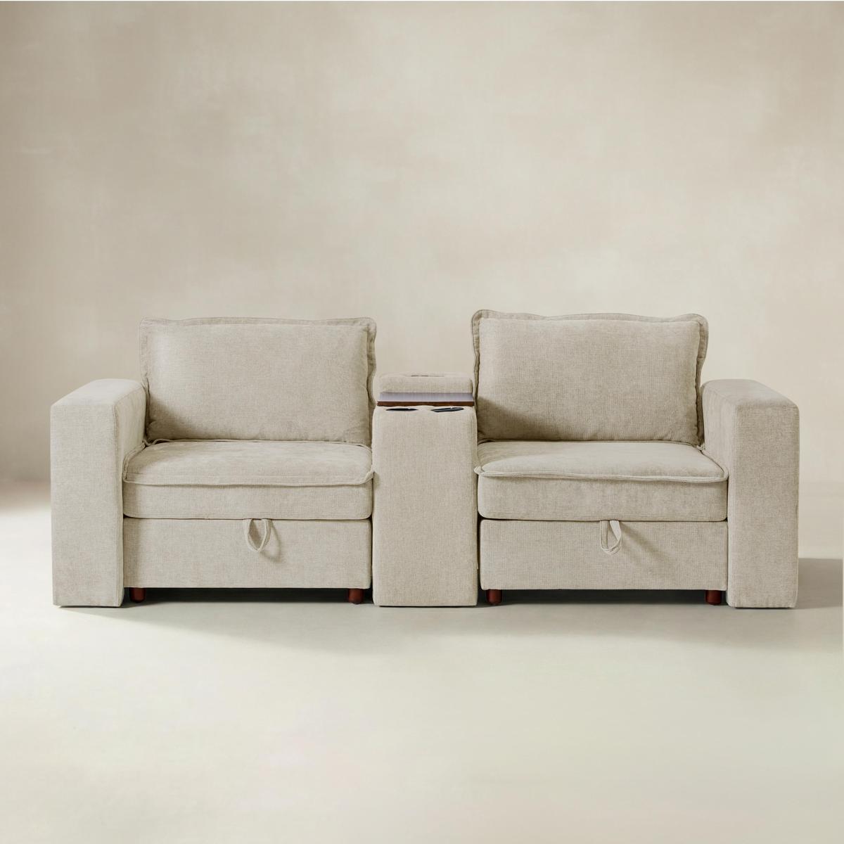 Miriam Sectional Sofa with Storage, Tabletop, Cup Holders & USB Ports