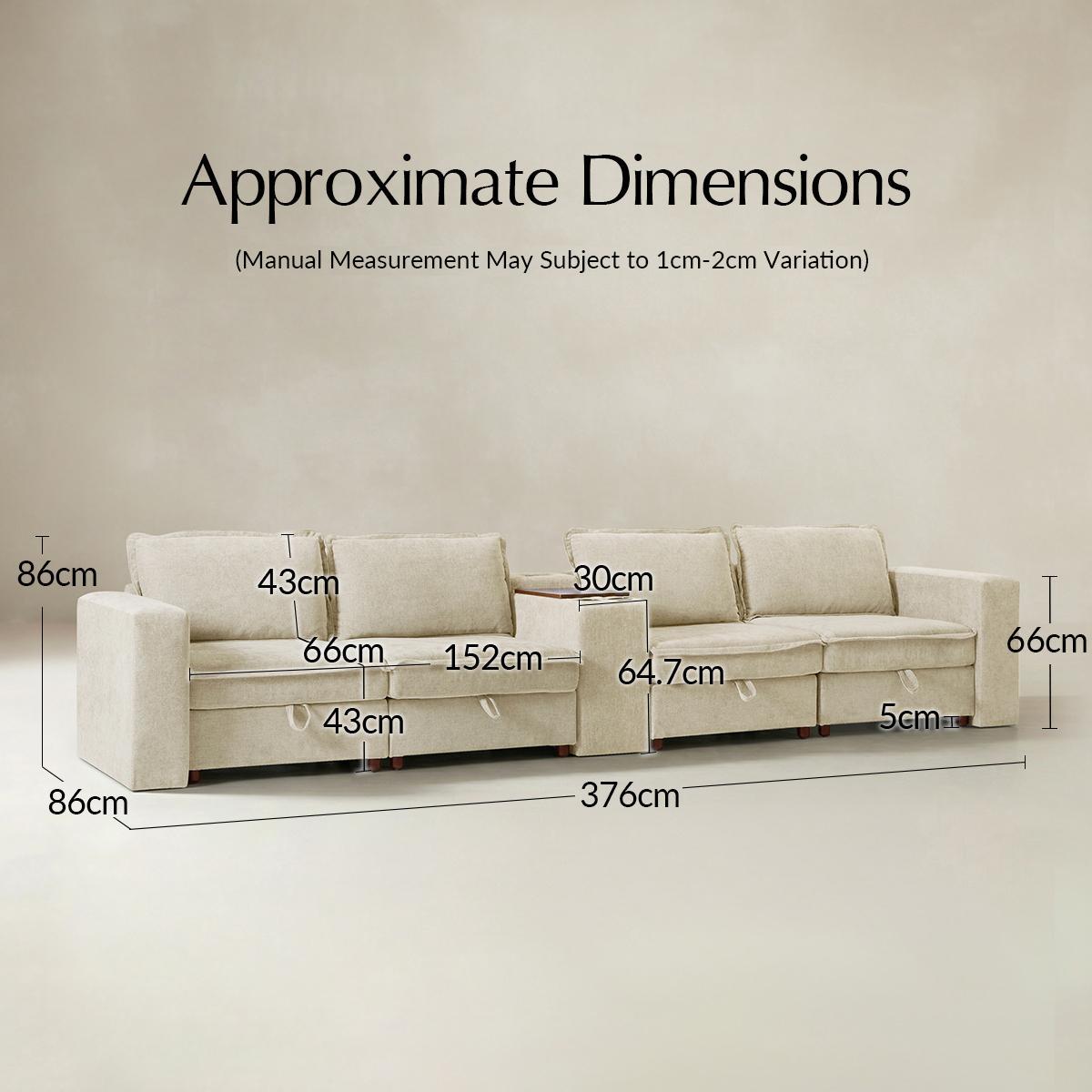 Miriam Sectional Sofa with Storage, Tabletop, Cup Holders & USB Ports