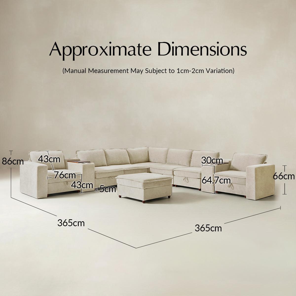 Miriam Sectional Sofa with Storage, Tabletop, Cup Holders & USB Ports