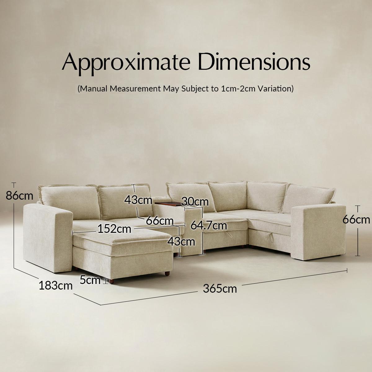 Miriam Sectional Sofa with Storage, Tabletop, Cup Holders & USB Ports