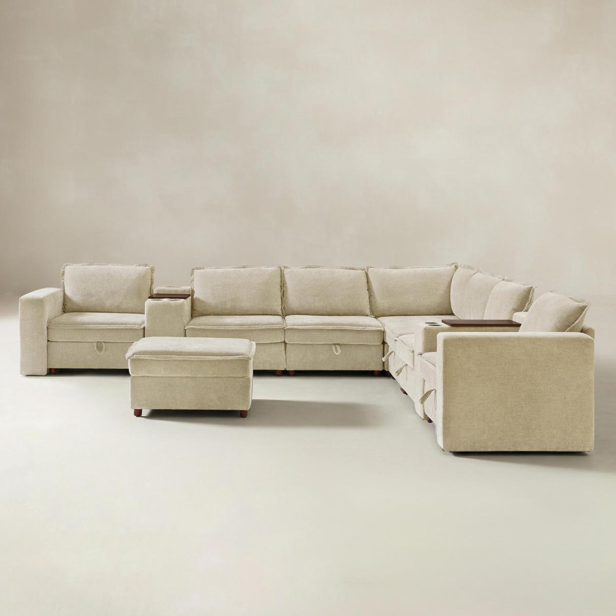 Miriam Sectional Sofa with Storage, Tabletop, Cup Holders & USB Ports