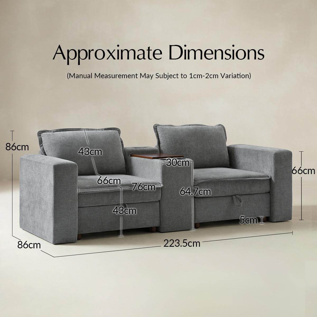 Miriam Sectional Sofa with Storage, Tabletop, Cup Holders & USB Ports