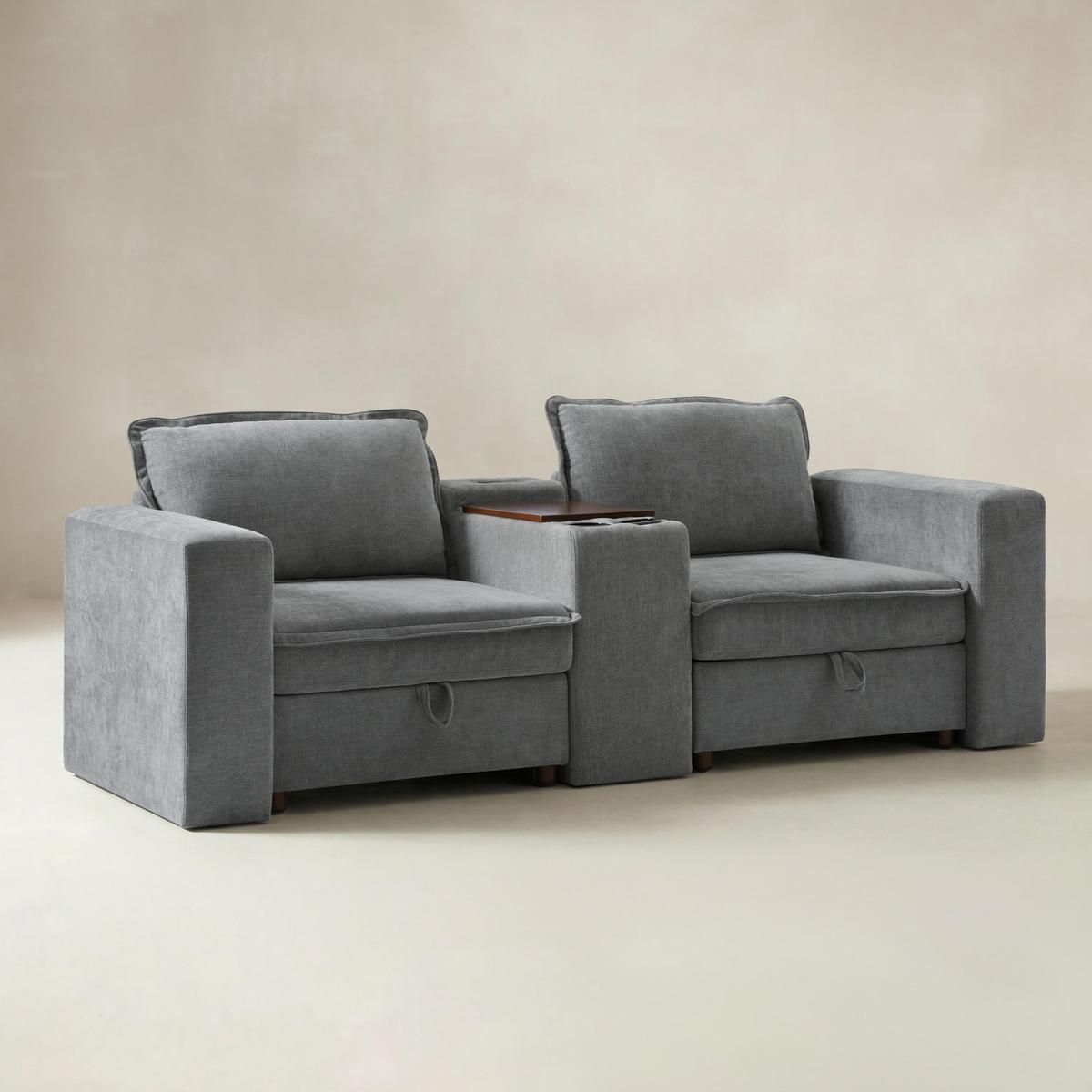 Miriam Sectional Sofa with Storage, Tabletop, Cup Holders & USB Ports