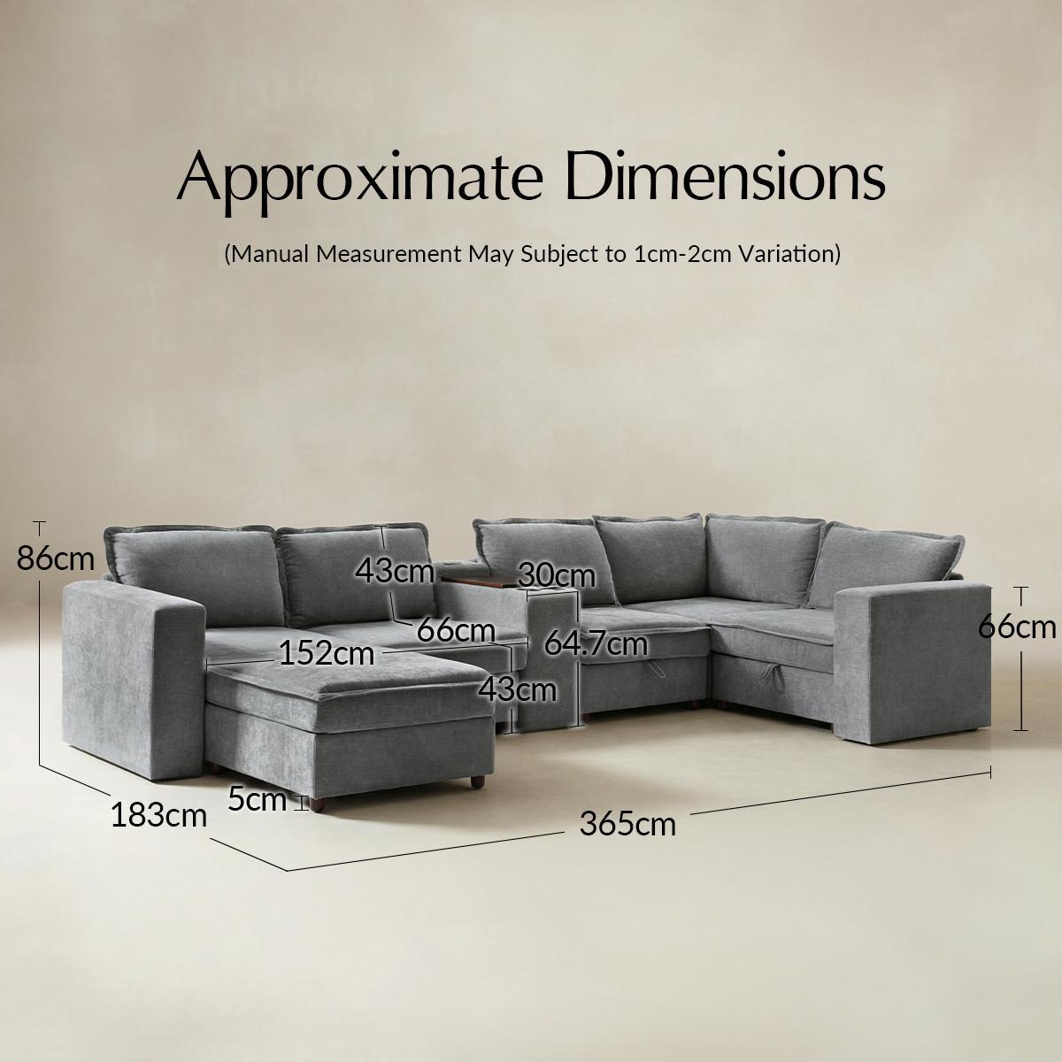 Miriam Sectional Sofa with Storage, Tabletop, Cup Holders & USB Ports