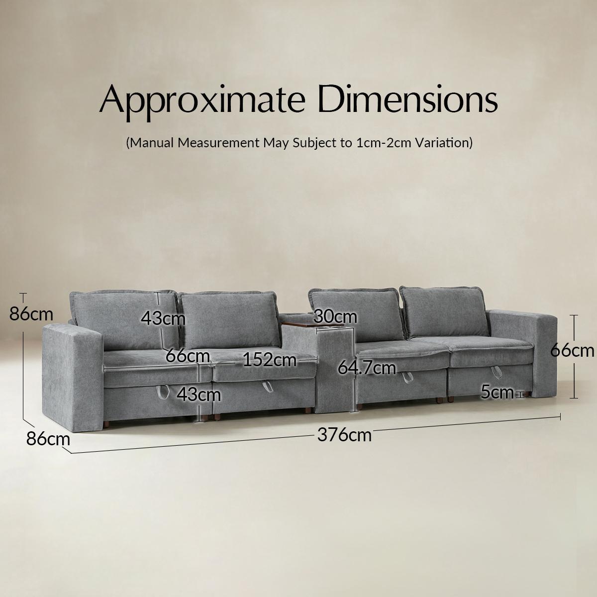 Miriam Sectional Sofa with Storage, Tabletop, Cup Holders & USB Ports