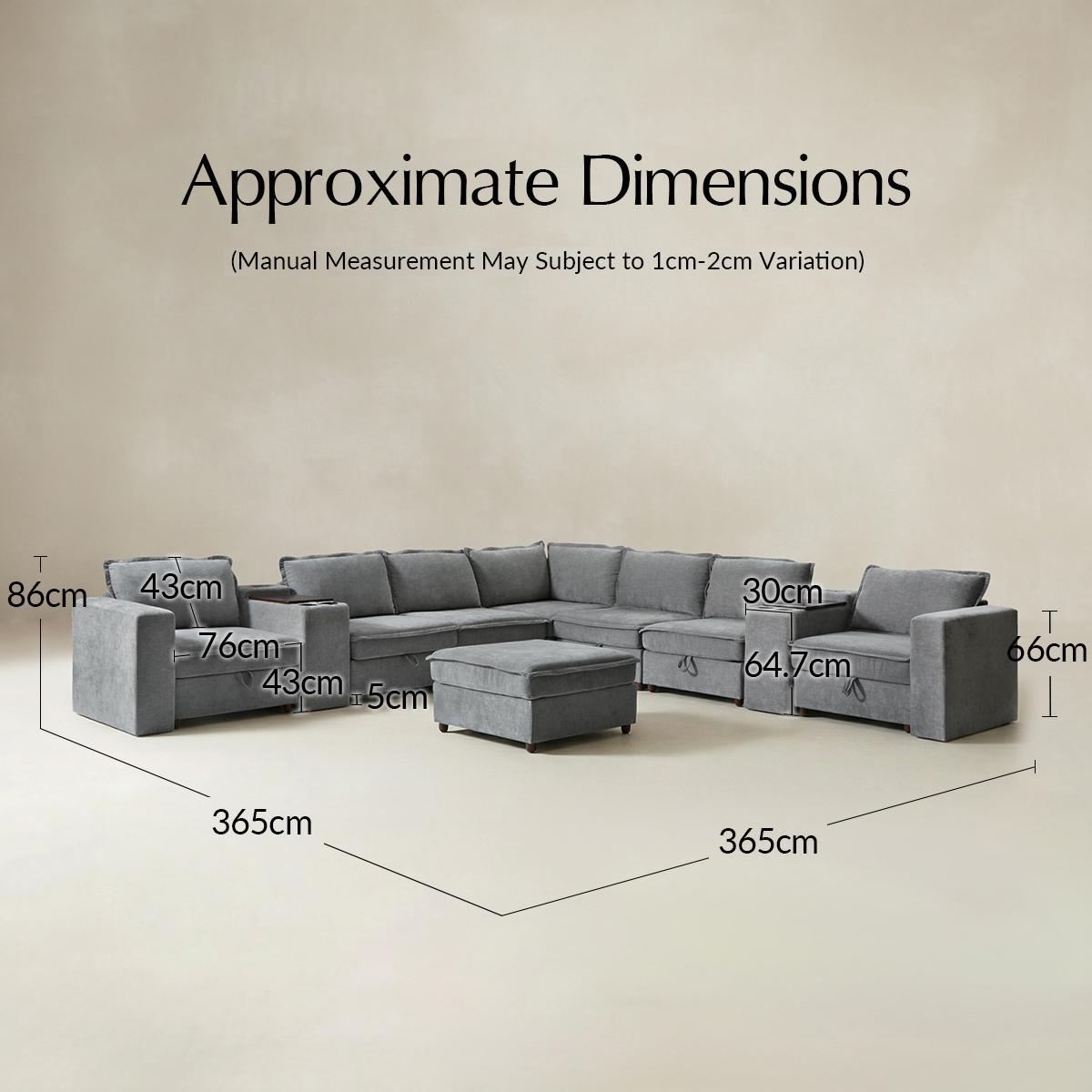 Miriam Sectional Sofa with Storage, Tabletop, Cup Holders & USB Ports