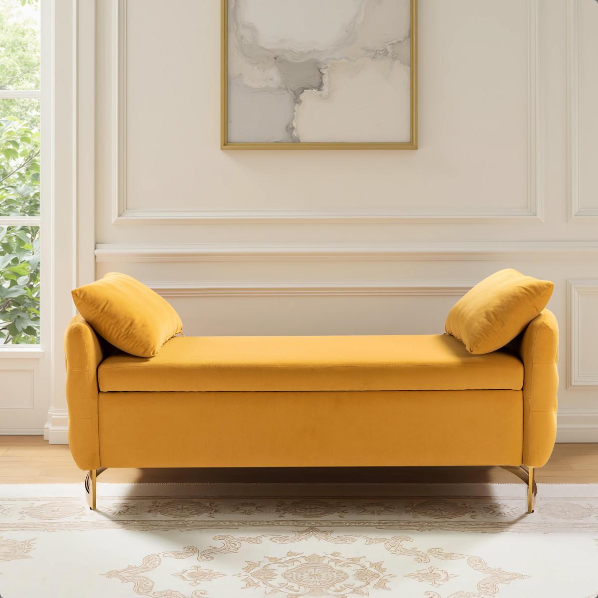 Upholstered Flip Top Storage Bench