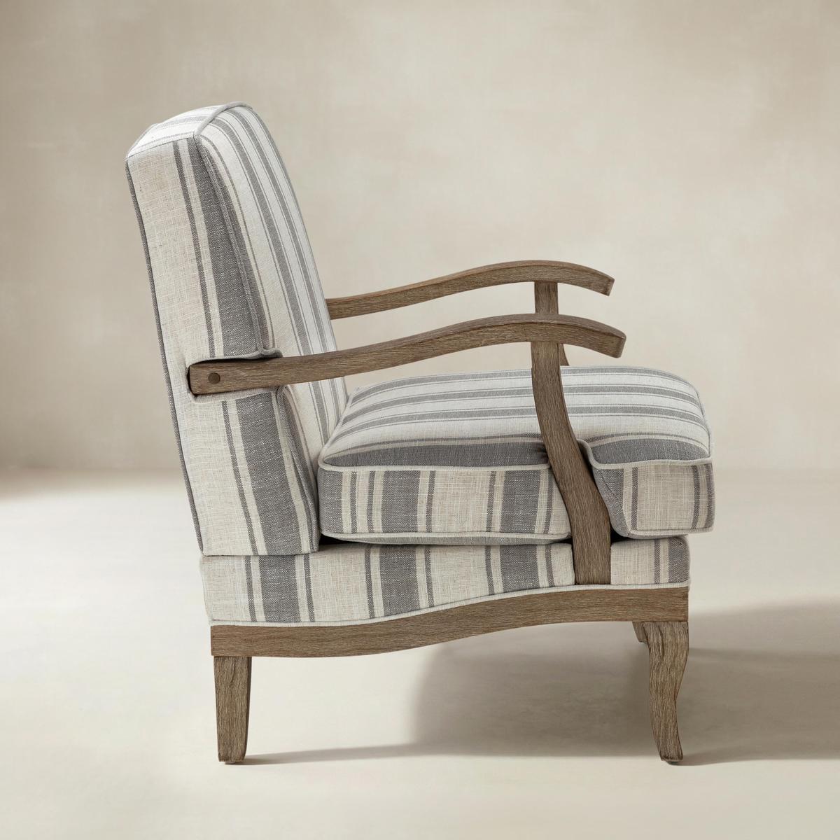 Randolph Elegant Farmhouse Style Armchair with Solid Wood Arms
