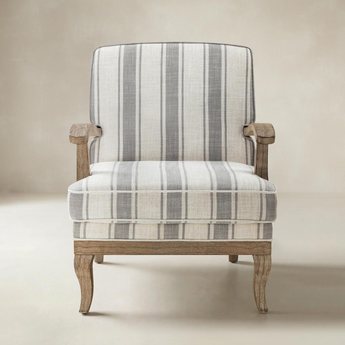 Randolph Elegant Farmhouse Style Armchair with Solid Wood Arms