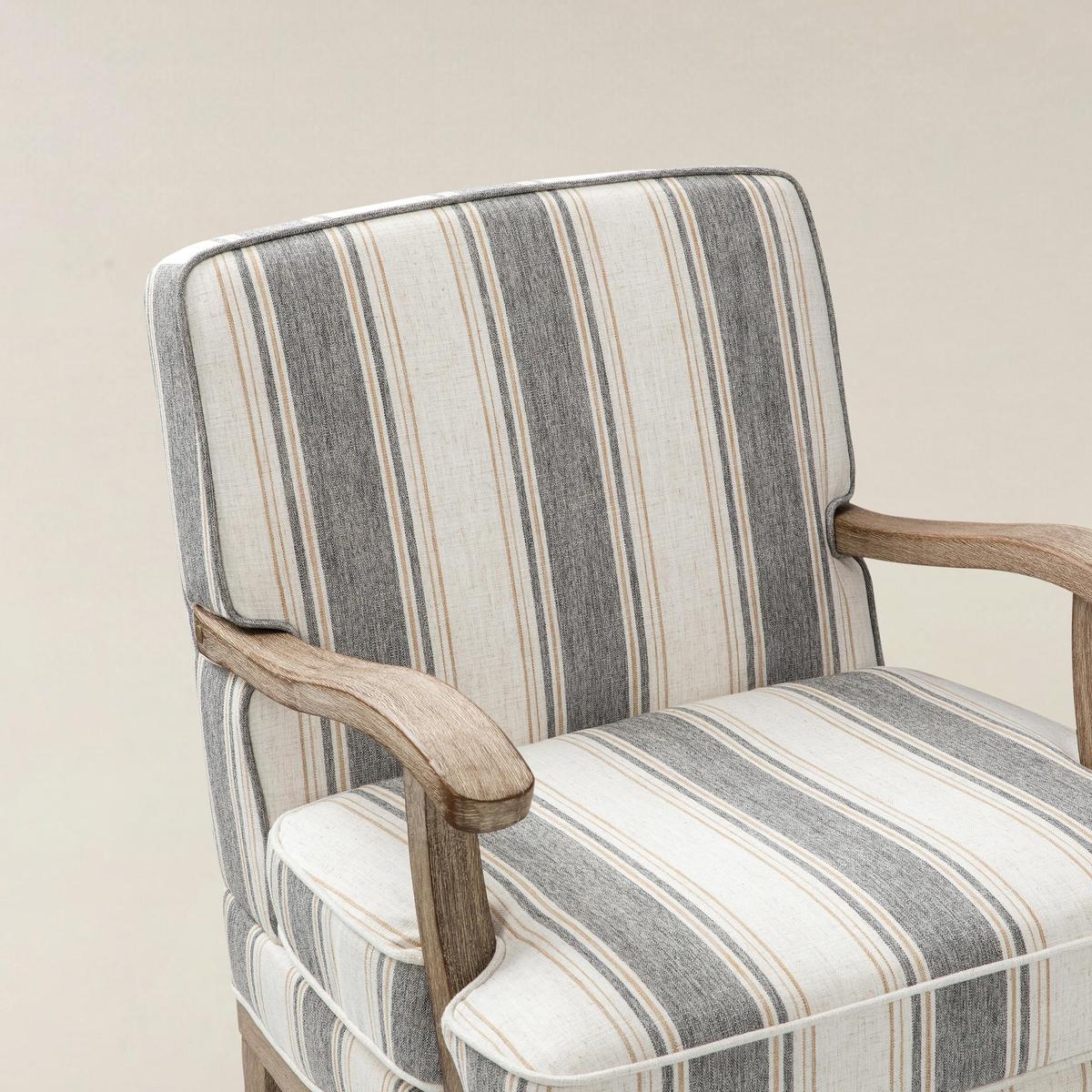 Randolph Elegant Farmhouse Style Armchair with Solid Wood Arms