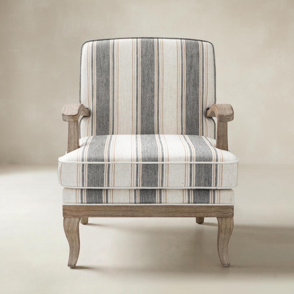 Randolph Elegant Farmhouse Style Armchair with Solid Wood Arms