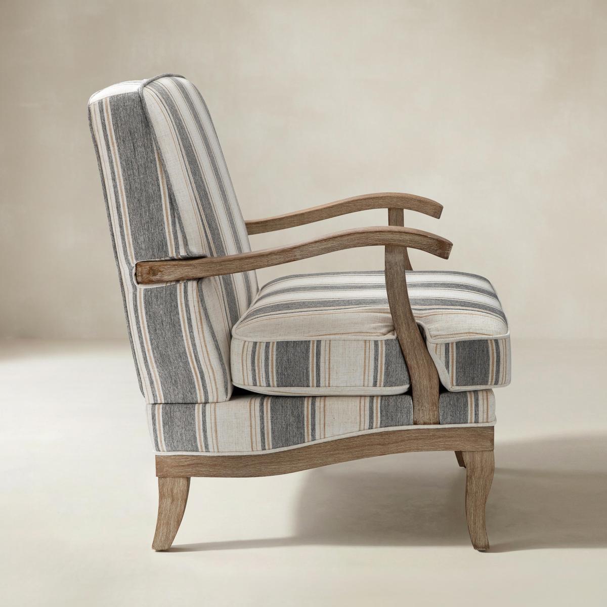 Randolph Elegant Farmhouse Style Armchair with Solid Wood Arms